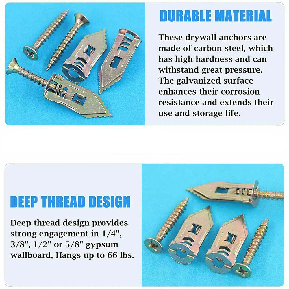 🔥LAST DAY SALE-80% OFF🔥-100PCS/200PCS Self-Drilling Drywall Anchors Kit No Drill Needed Easy Hang